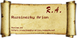 Ruzsinszky Arion névjegykártya